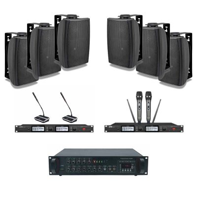 Bộ loa micro phòng họp sử dụng micro cổ ngỗng không dây 2 micro