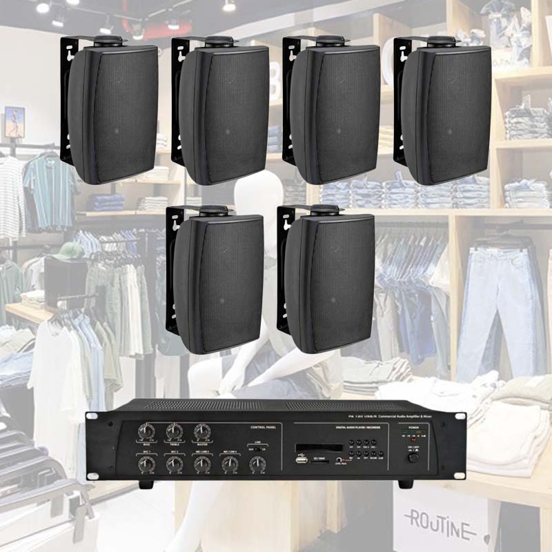 Bộ âm thanh loa treo tường cho shop quần áo với 6 loa treo tường