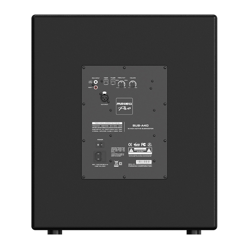 Mặt sau sub điện 40cm Paramax SUB-A40