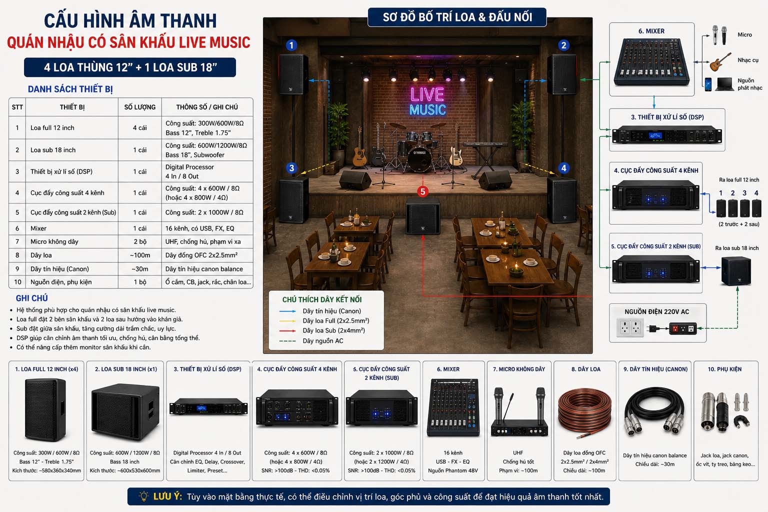 Cấu hình âm thanh quán nhậu có sân khấu live music