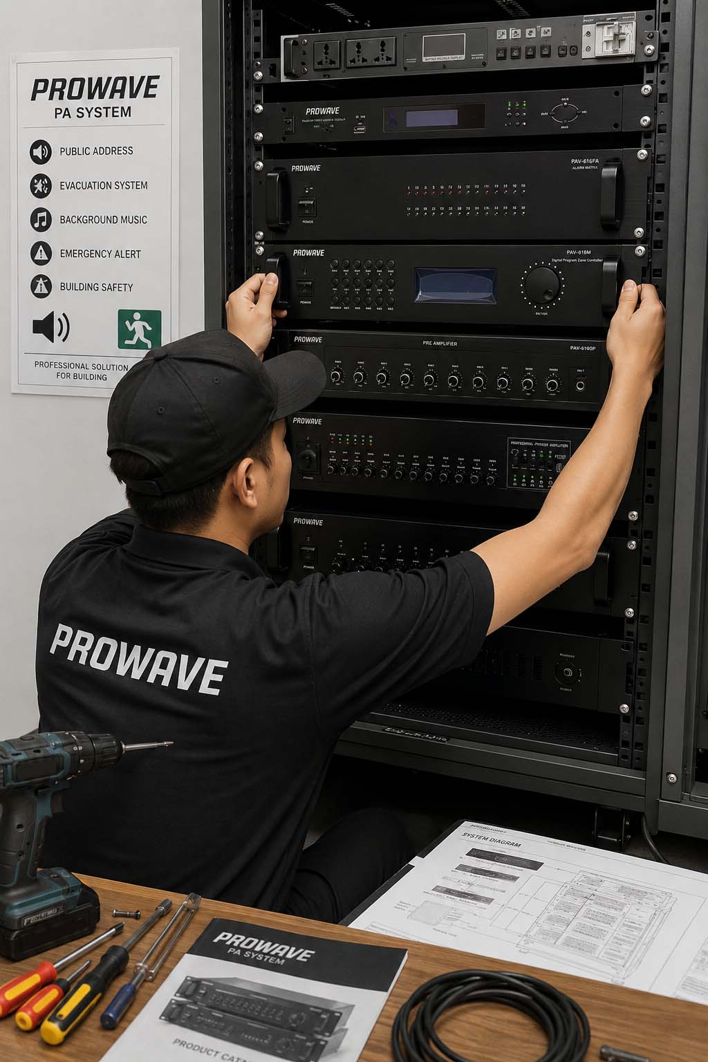 Lắp đặt hệ thống âm thanh thông báo di tản Prowave